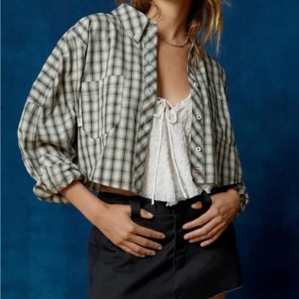 BDG Urban Outfitters Corey Cropped Plaid Boxy Oversized Button Down Women’s XL - Picture 16 of 16